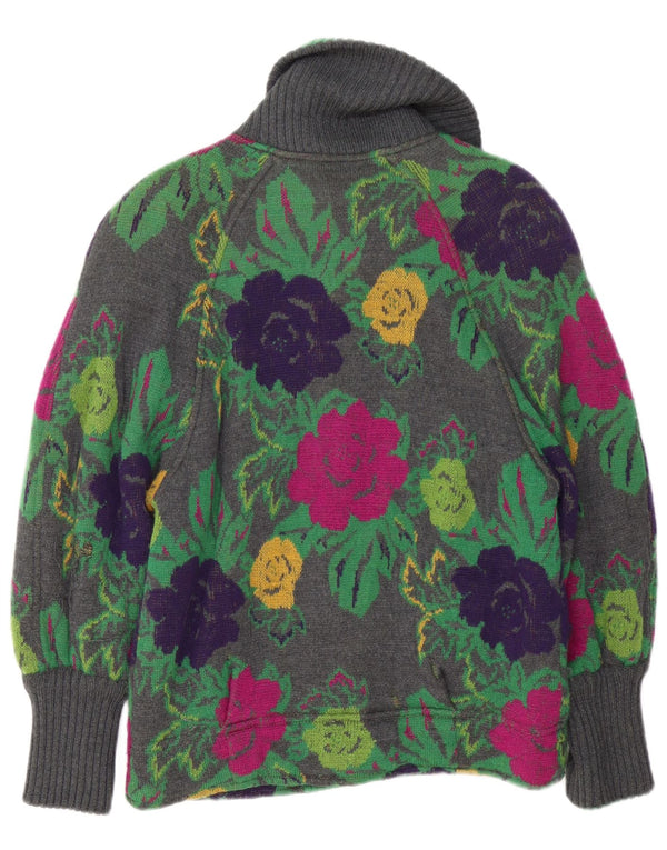 Vintage Γυναικεία Ζακέτα UK 16 Large Grey Floral