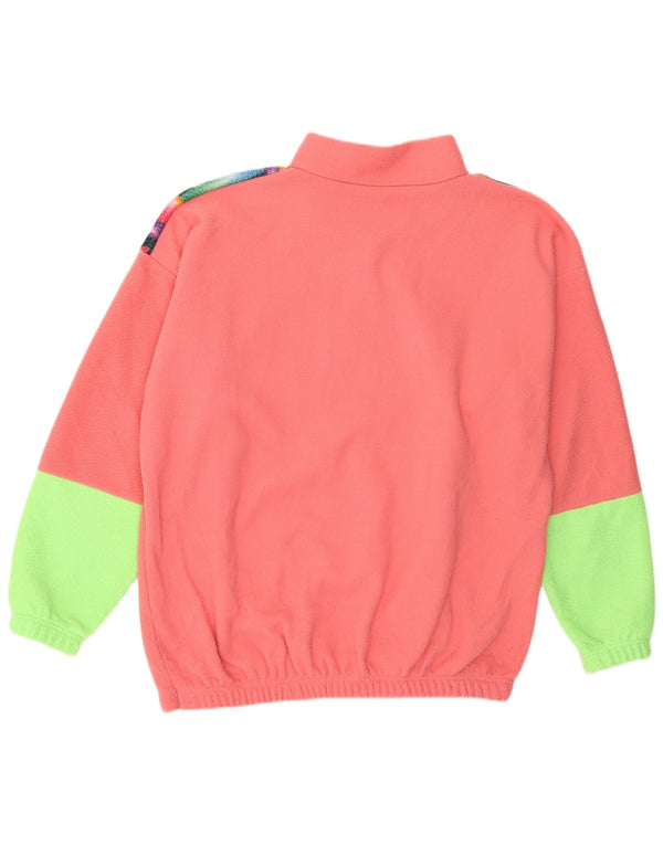 Vintage γυναικείο γραφικό fleece jumper UK 20 2XL Pink Colourblock 90s