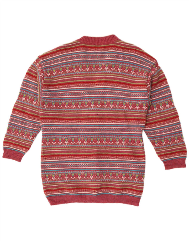 Stefanel Γυναικείο πουλόβερ με ζακέτα UK 14 Medium Red Fair Isle Wool