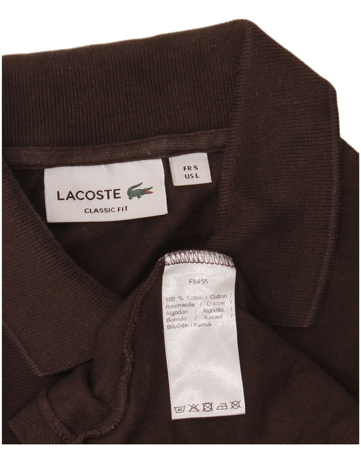 LACOSTE Ανδρικό μακρυμάνικο μπλουζάκι πόλο κλασική εφαρμογή, μέγεθος 5, μεγάλο καφέ βαμβακερό