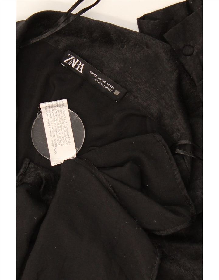 Zara Γυναικείο πουκάμισο Crop Oversized Μπλούζα UK 6 XS Μαύρο Πολυεστέρα