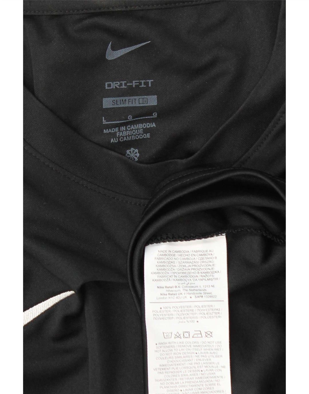 Ανδρικό T-shirt Nike Dri Fit Slim Fit Top μεγάλο μαύρο πολυεστέρα