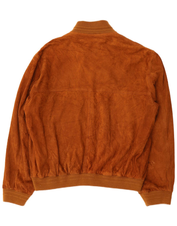 Vintage Ανδρικό Suede Bomber Jacket IT 56 3XL Καφέ Δερμάτινο