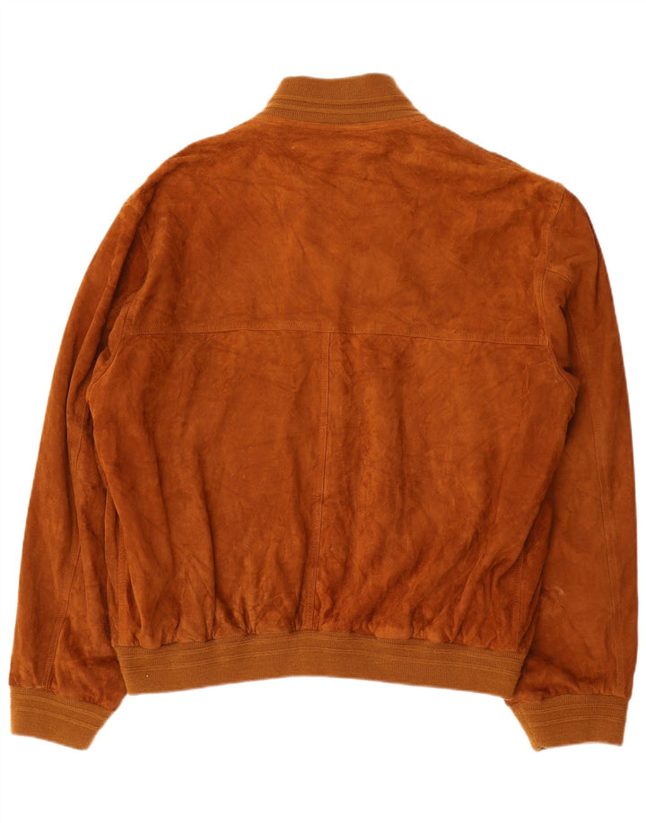 Vintage Ανδρικό Suede Bomber Jacket IT 56 3XL Καφέ Δερμάτινο