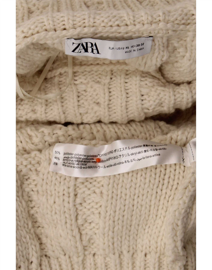 Zara γυναικείο πουλόβερ με λαιμόκοψη χελώνας UK 16 μεγάλο μπεζ