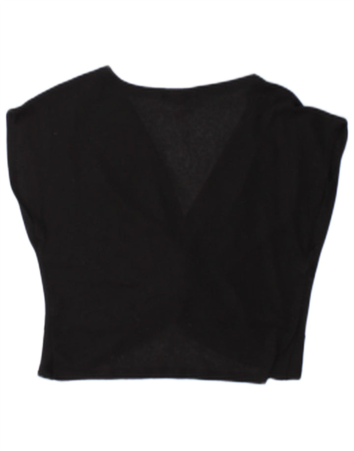 Zara Γυναικεία Μπλούζα Crop Top UK 10 Small Black Polyester