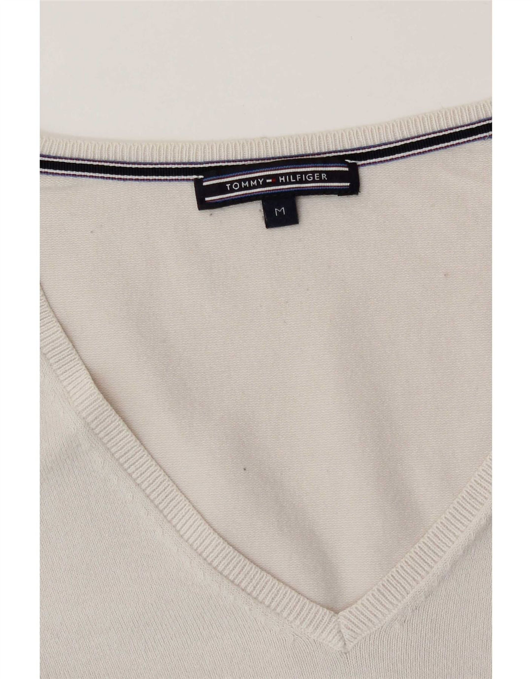 Tommy Hilfiger Γυναικείο πουλόβερ με V λαιμόκοψη UK 14 Medium White