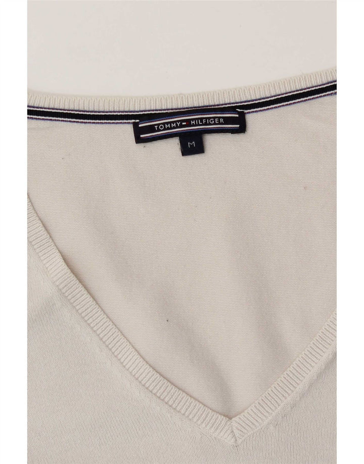 Tommy Hilfiger Γυναικείο πουλόβερ με V λαιμόκοψη UK 14 Medium White
