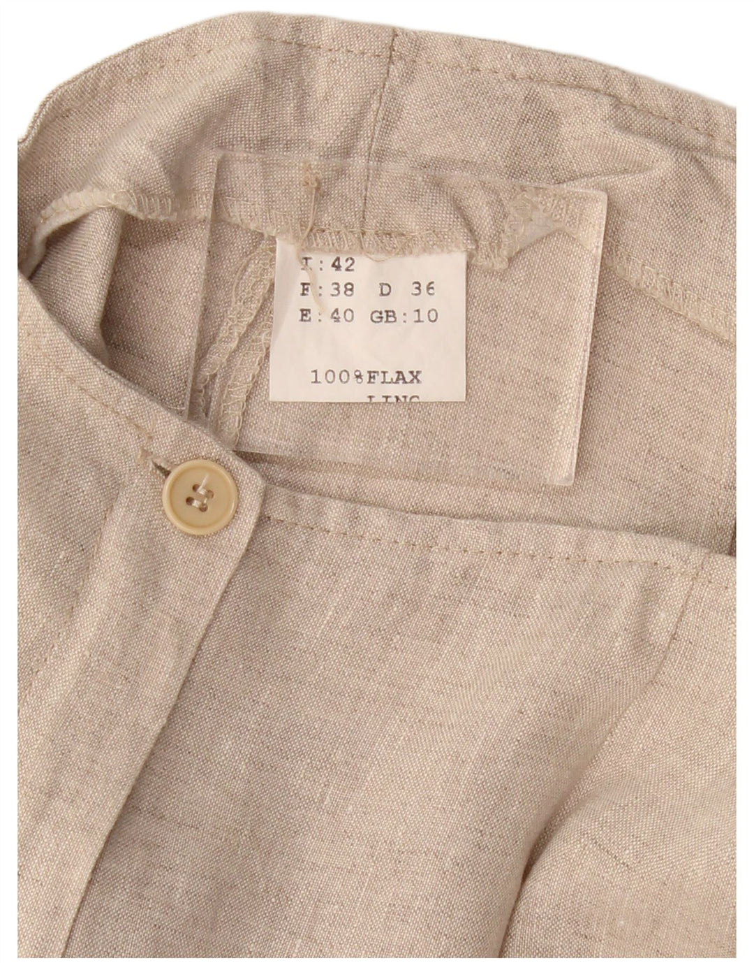 VINTAGE Γυναικείο ίσιο παντελόνι Capri UK 10 Small W30 L21 Beige λινό