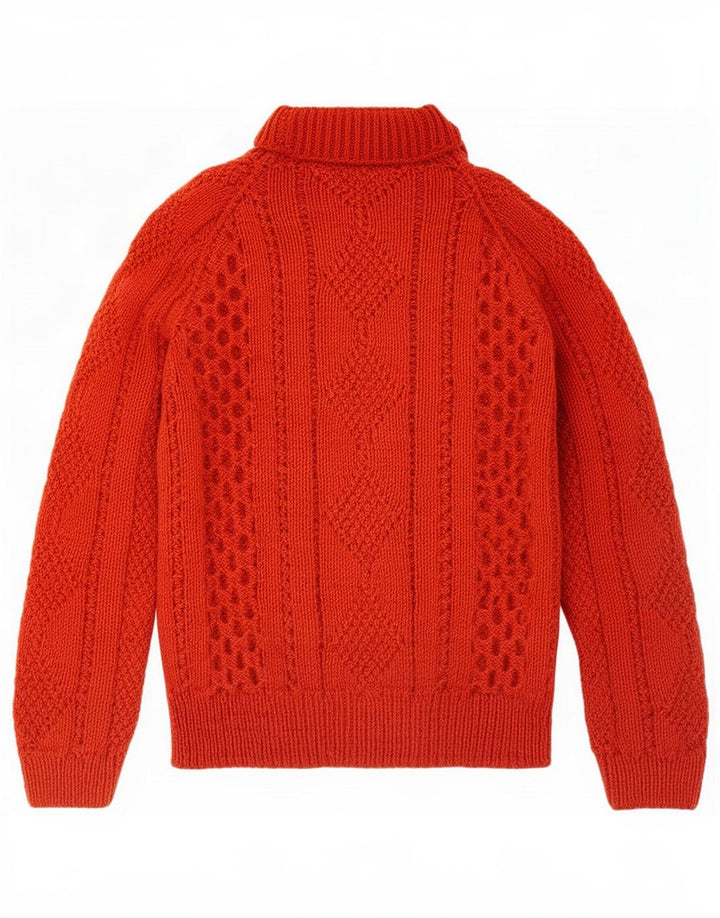 Vintage γυναικείο πουλόβερ με ρολό λαιμόκοψη UK 12 Medium Orange