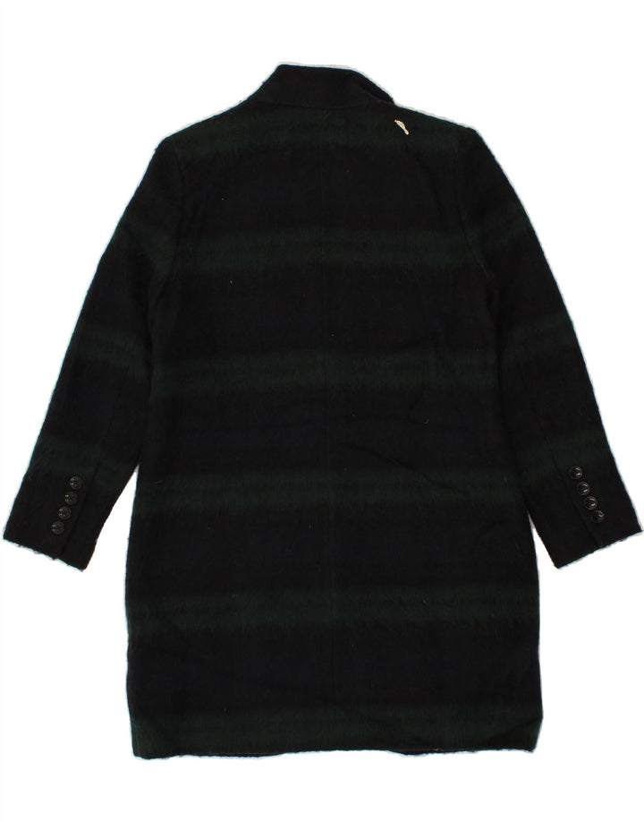 MICHAEL KORS Womens Overcoat UK 14 Medium Green Striped Polyester Vintage Michael Kors and Second-Hand Michael Kors from Messina Hembry 