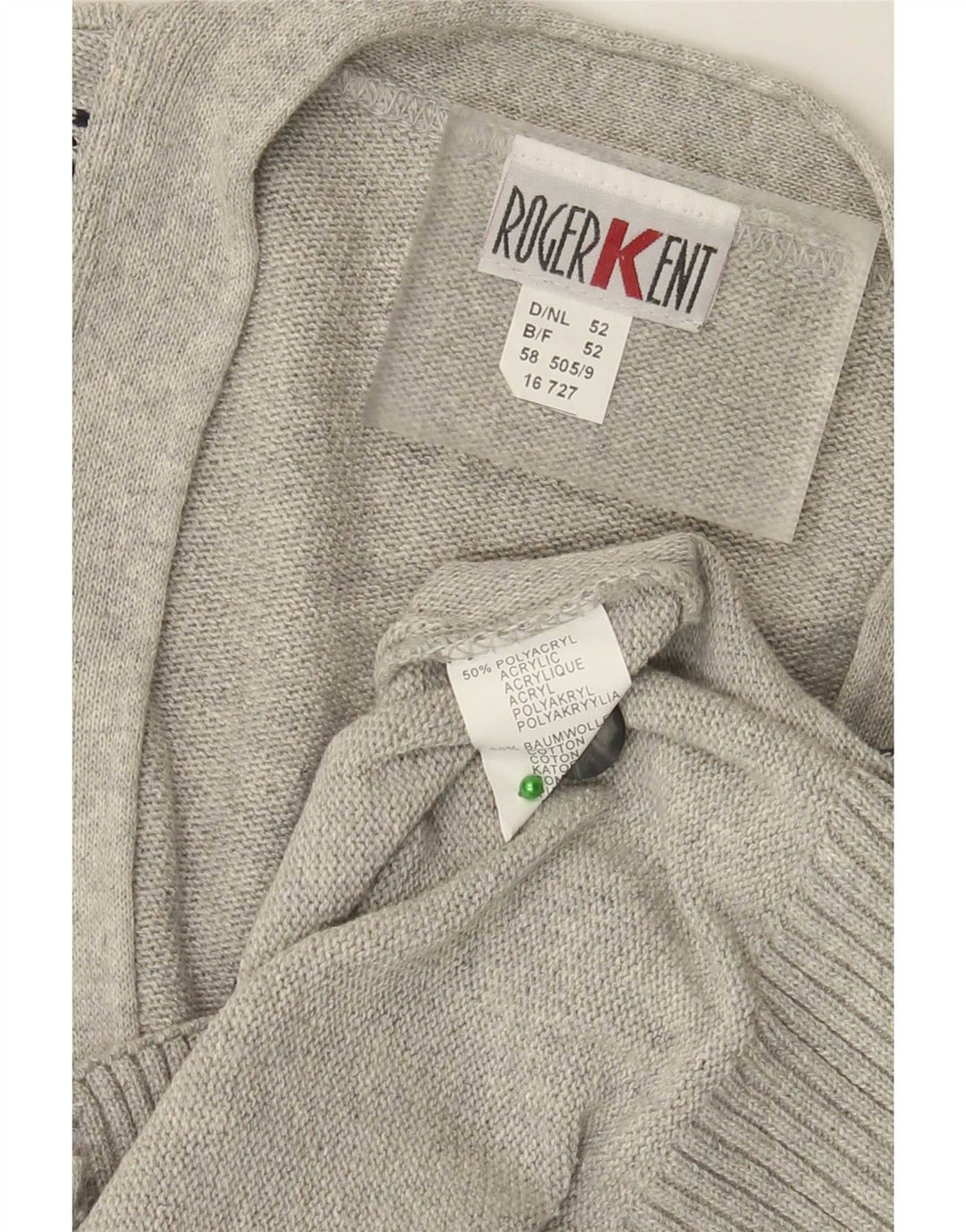 Roger Kent Ανδρική ζακέτα πουλόβερ IT 52 Large Grey Argyle/Diamond