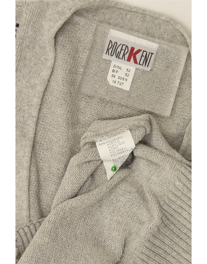 Roger Kent Ανδρική ζακέτα πουλόβερ IT 52 Large Grey Argyle/Diamond