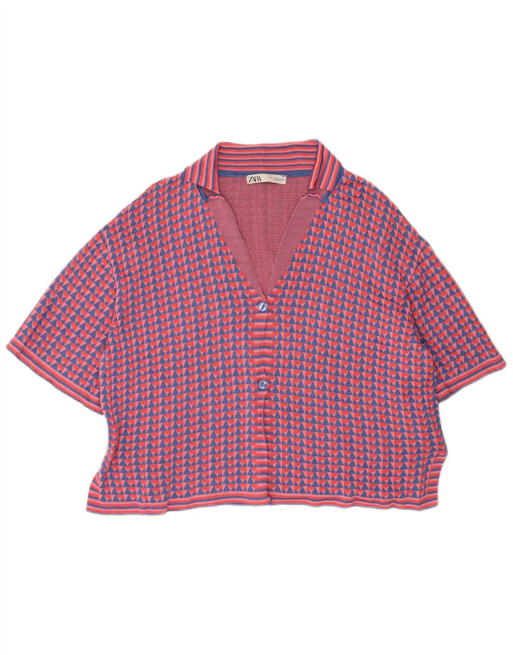 Zara Γυναικείο Ζακέτα με κοντό μανίκι UK 14 Medium πολύχρωμο