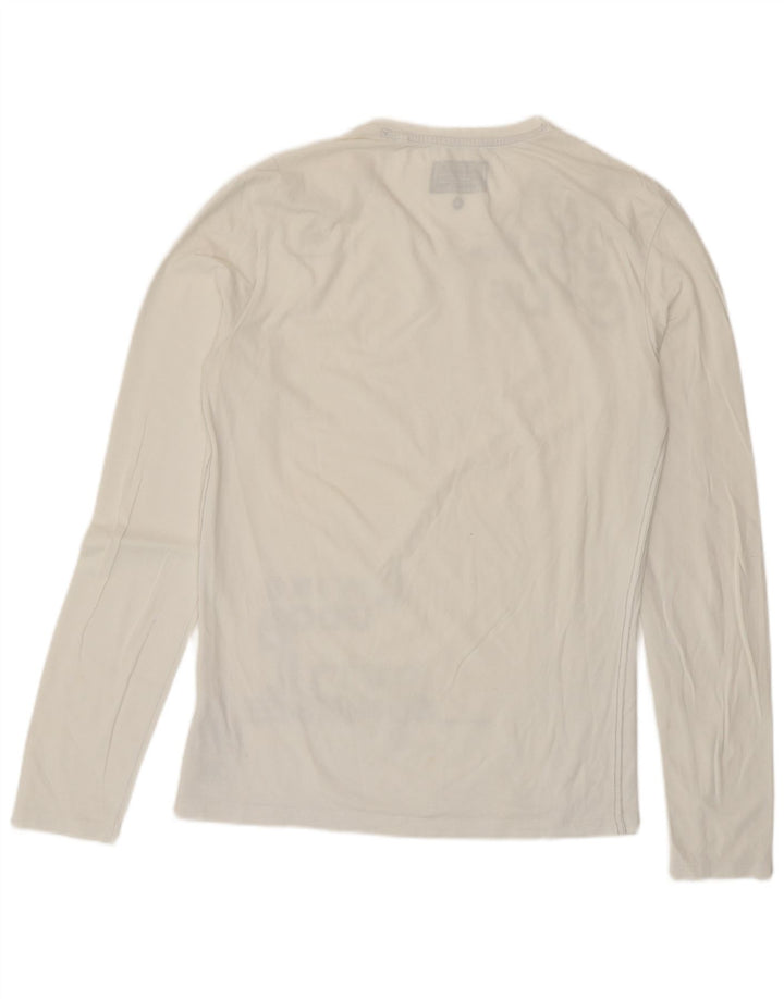 Guess Mens Extra Slim Graphic Top Μακρυμάνικο Μεσαίο Λευκό Βαμβακερό