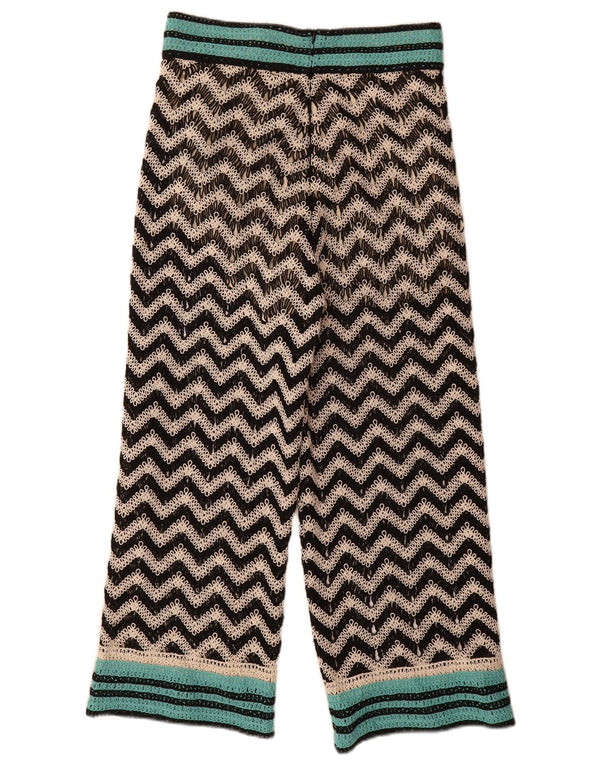 Zara Γυναικείο πλεκτό ίσιο παντελόνι Casual Medium W28 L26 Μαύρο Chevron
