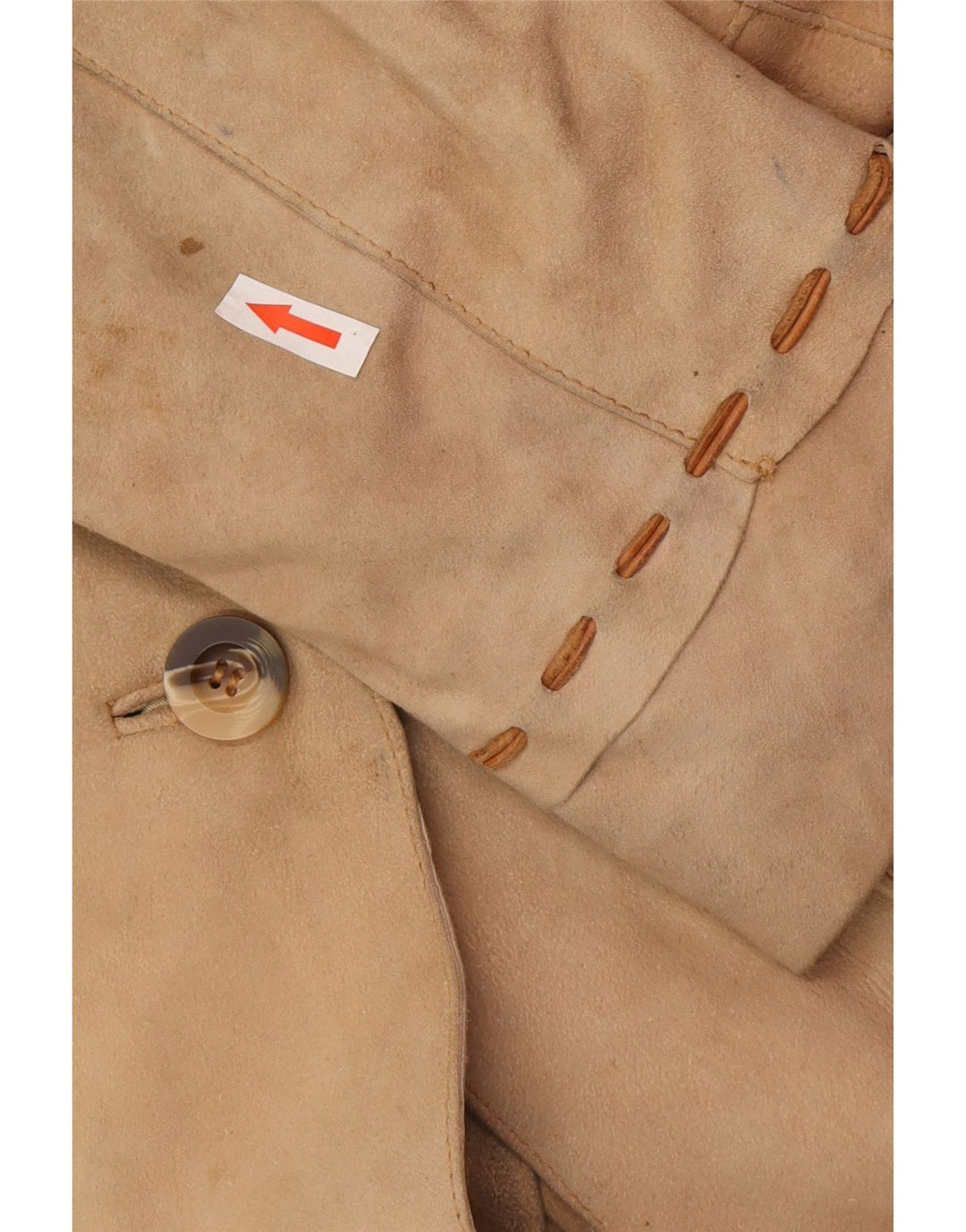 Vintage Γυναικείο Suede Leather Coat UK 12 Medium Beige Leather