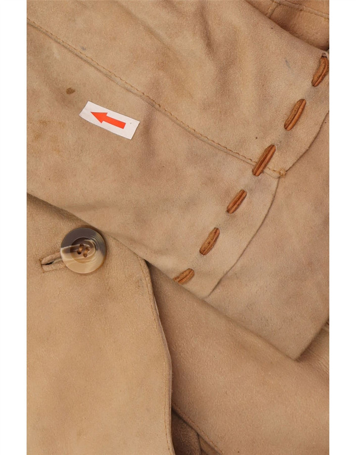 Vintage Γυναικείο Suede Leather Coat UK 12 Medium Beige Leather