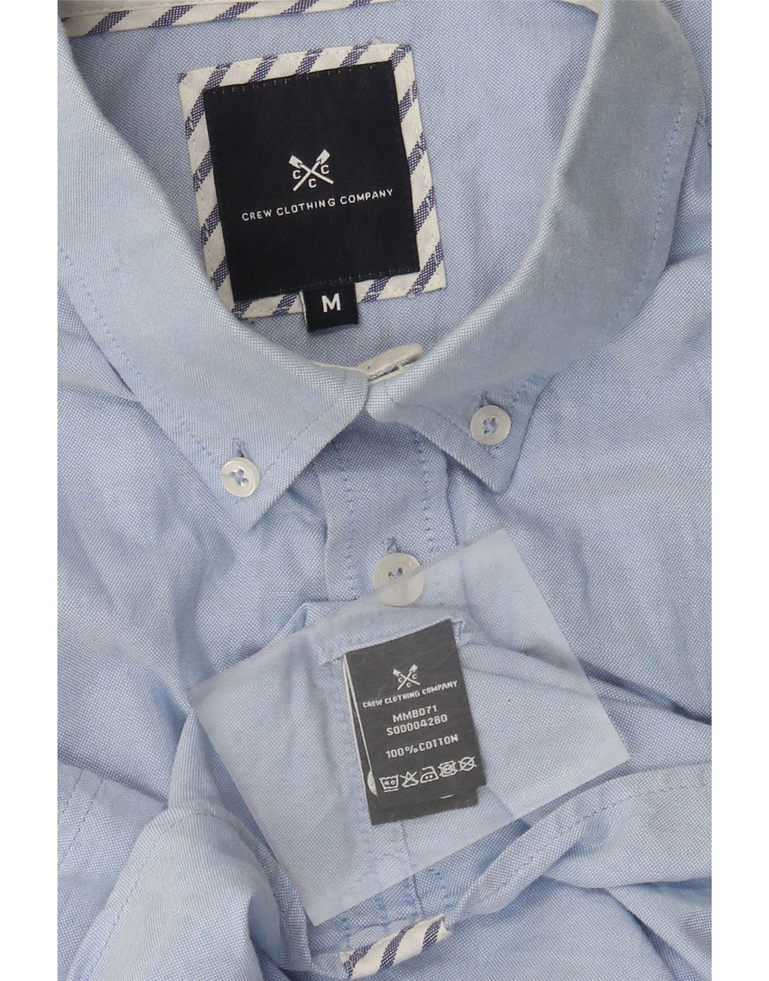 Ανδρικό κοντομάνικο πουκάμισο Crew Clothing, μεσαίο μπλε βαμβακερό