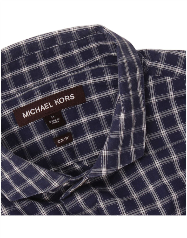 MICHAEL KORS Ανδρικό πουκάμισο με λεπτή εφαρμογή, μεσαίο μπλέ καρό