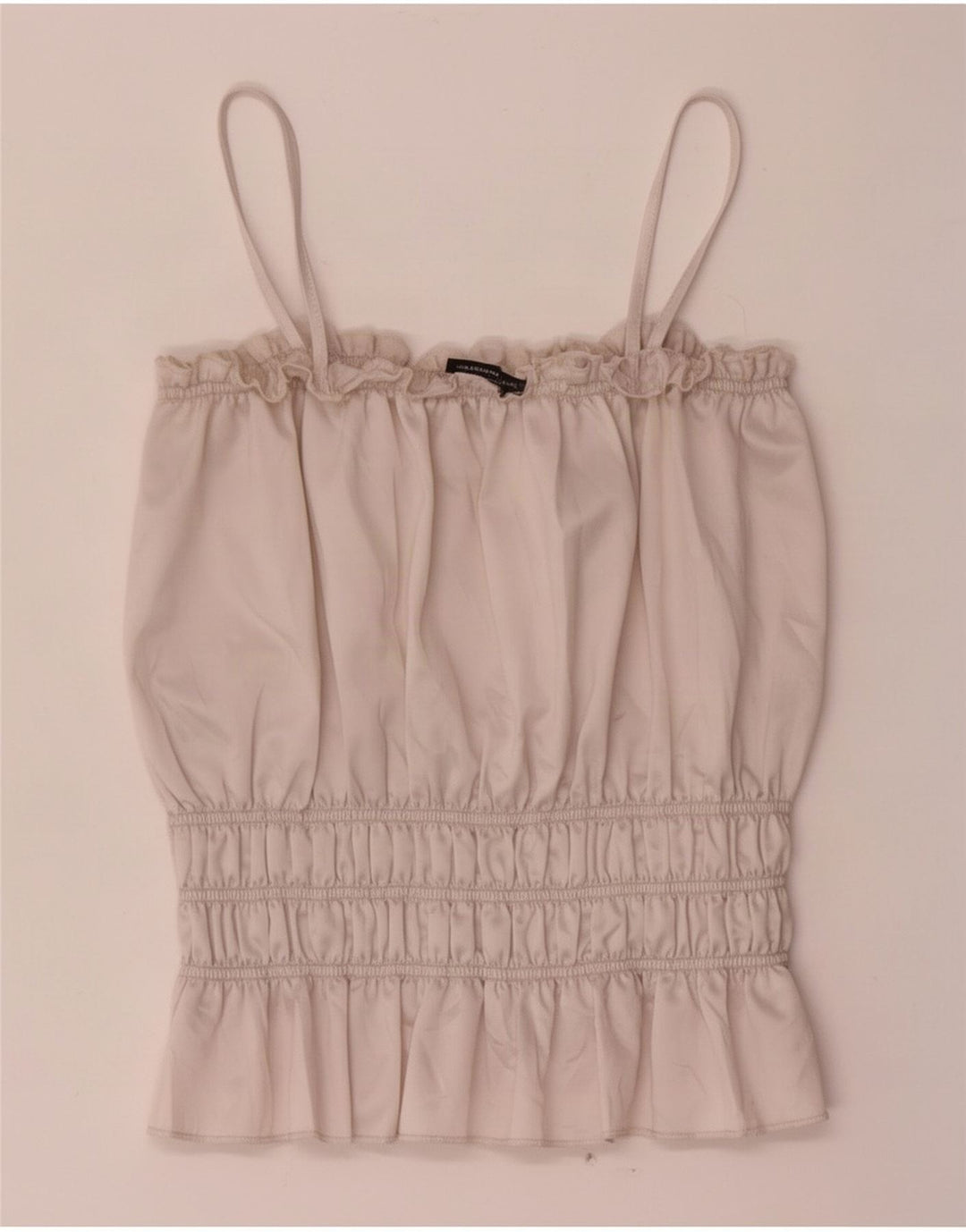 Zara Womens Crop Cami Top UK 12 Medium Beige Polyester