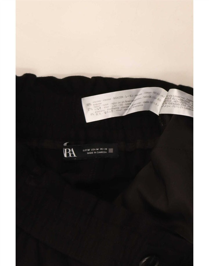 Zara Γυναικείο κομμένο παντελόνι με καρφίτσες Medium W28 L23 Μαύρη βισκόζη