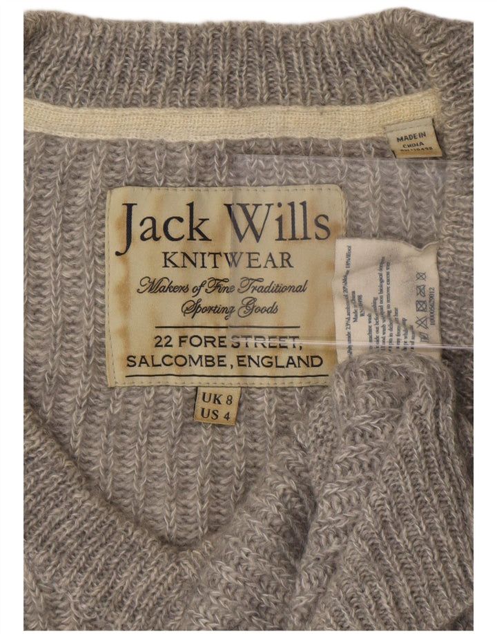Jack Wills Γυναικείο πουλόβερ με λαιμόκοψη με V λαιμόκοψη UK 8 Small Grey Polyester