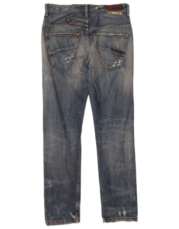 Meltin' Pot Mens Distressed Slim Jeans W28 L32 Blue Cotton