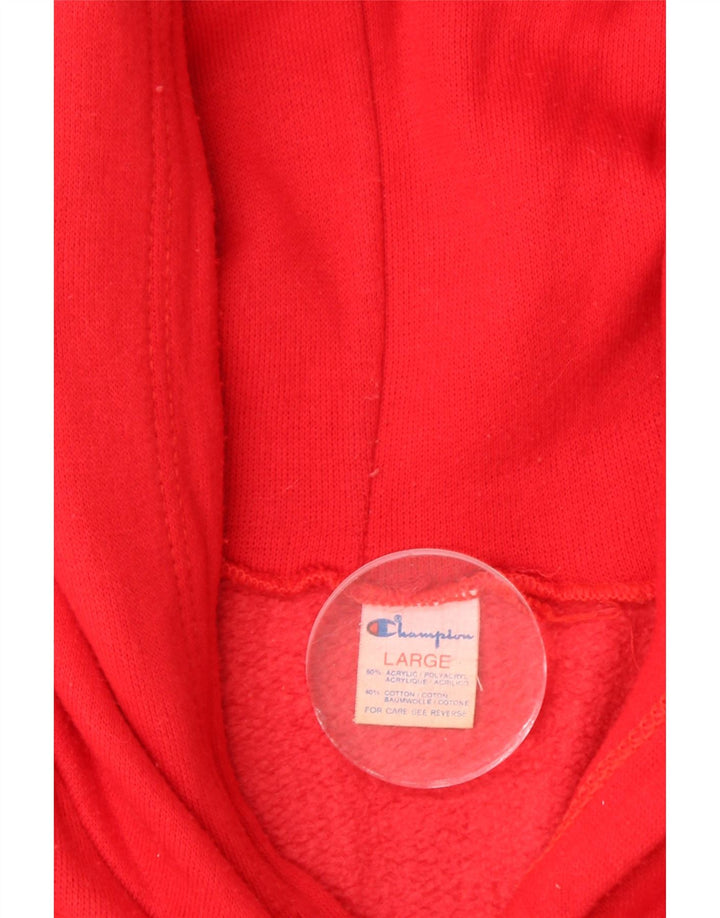 CHAMPION Γυναικείο Γραφικό Hoodie Jumper UK 16 Large Red Acrylic