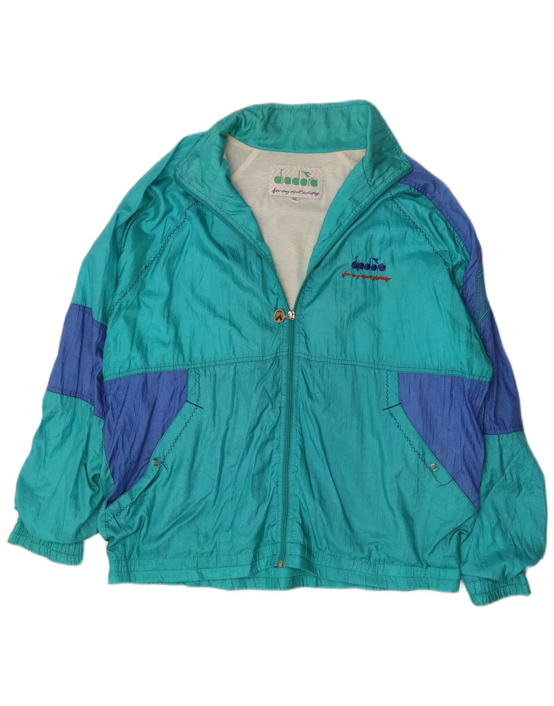 Ανδρική φόρμα Diadora Top Jacket XL Turquoise Colourblock Polyamide