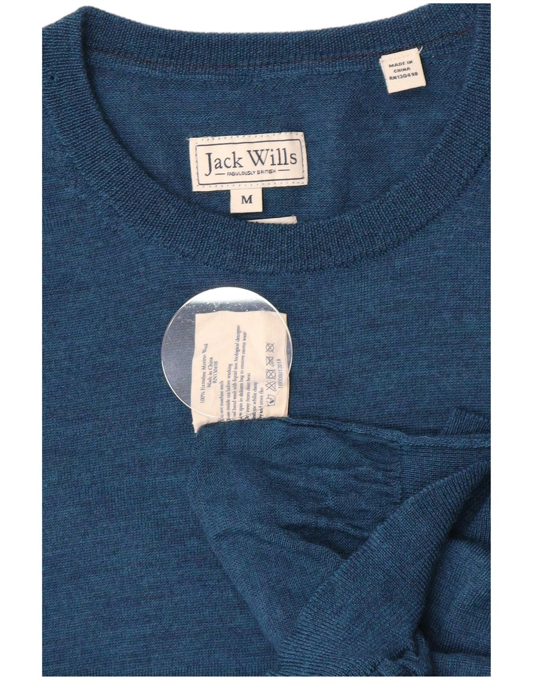 Jack Wills Ανδρικό πουλόβερ με λαιμόκοψη με μεσαίο μπλε μερινό