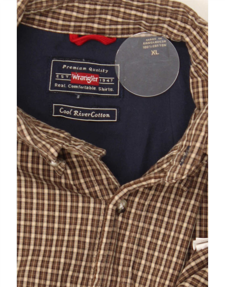 Ανδρικό πουκάμισο Wrangler XL Καφέ βαμβακερό καρό