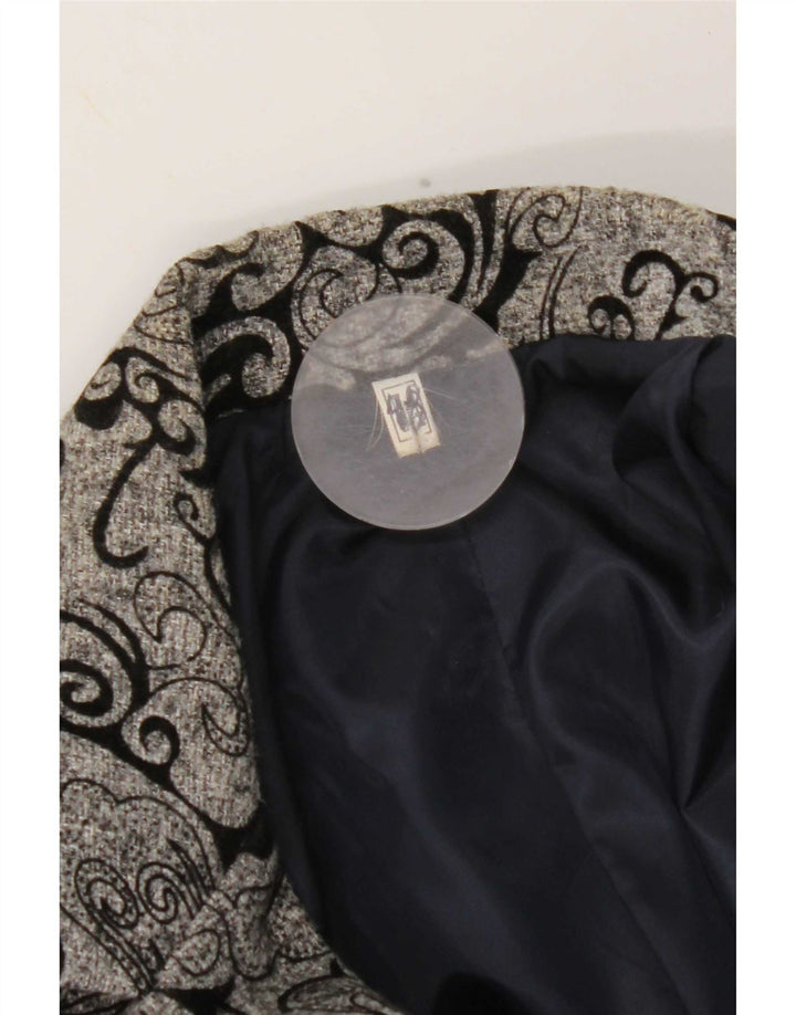 Vintage γυναικείο τζάκετ με 3 κουμπιά Blazer IT 48 XL Grey Paisley