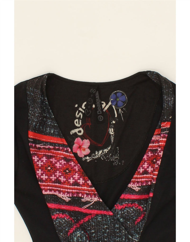 DESIGUAL Womens Abstract Pattern Sheath Dress UK 10 Small Black Floral Vintage Desigual and Second-Hand Desigual from Messina Hembry 