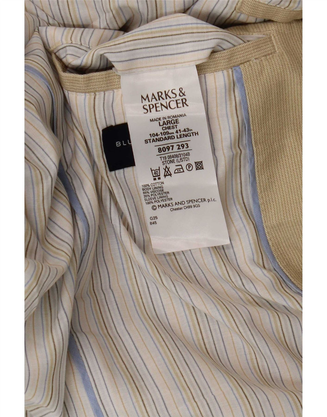 Marks & Spencer Ανδρικό μπλέιζερ 3 κουμπιών μπουφάν UK 40 Large Beige