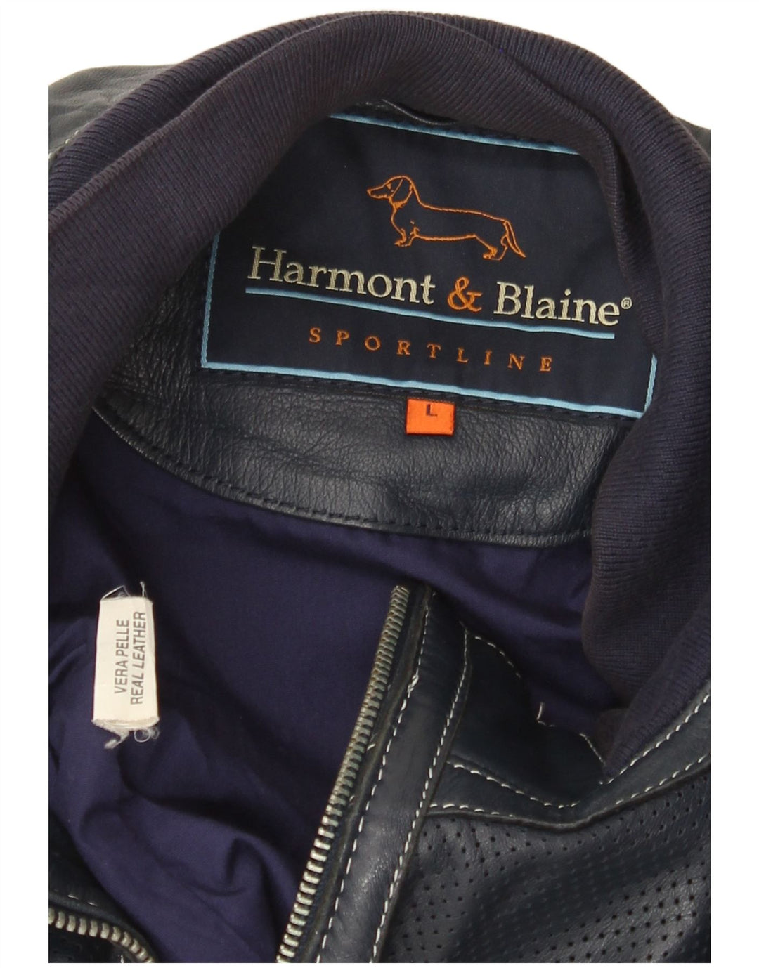 Harmont & Blaine Ανδρικό Δερμάτινο Μπουφάν UK 40 Large Navy Blue Leather