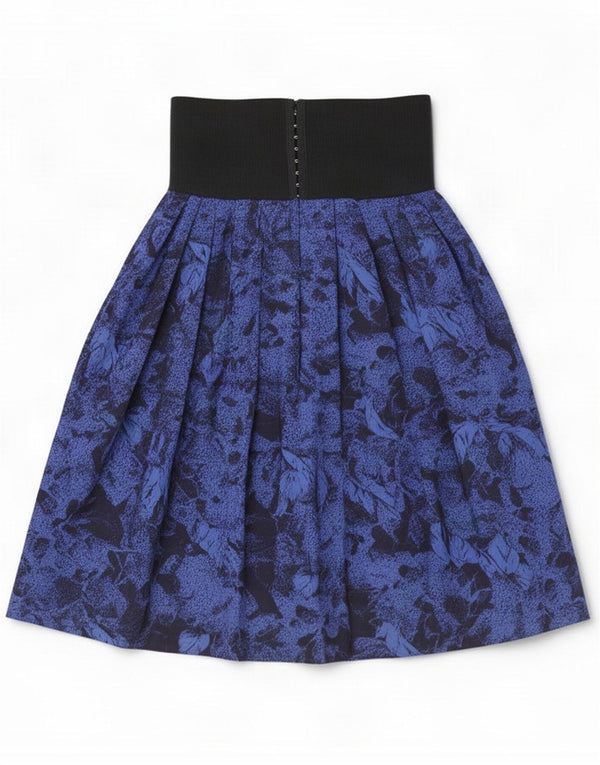 Vintage Womens High Waist A-Line Skirt Large W32 Blue Floral