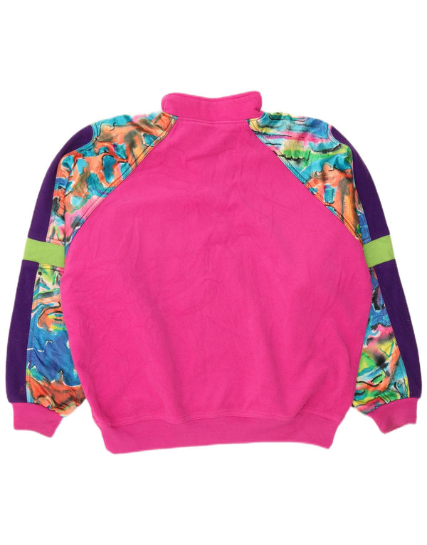 MASER M Womens Oversized Graphic Fleece Jumper EU 40 Medium Pink