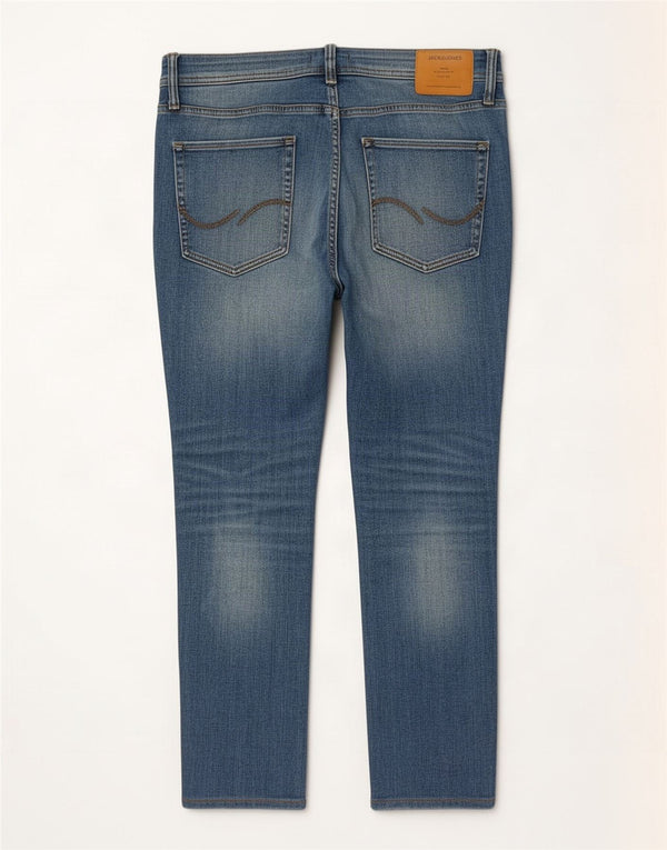 Jack & Jones Ανδρικό Cropped Slim Jeans W34 L26 Μπλε βαμβακερό