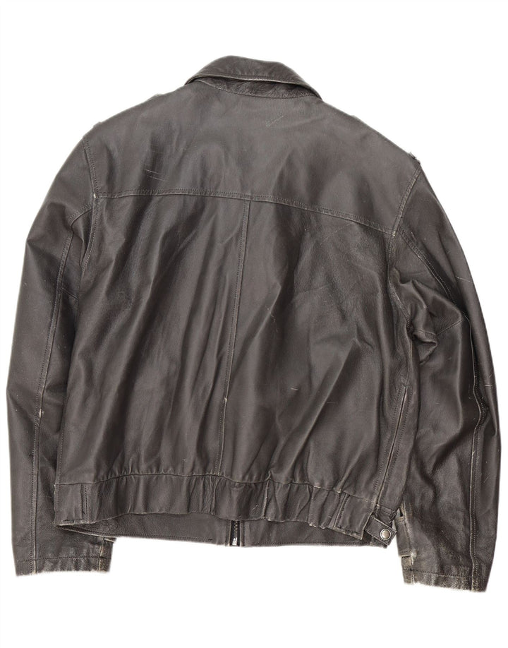 Vintage Ανδρικό Στρατιωτικό Δερμάτινο Μπουφάν IT 54 2XL Μαύρο Δερμάτινο