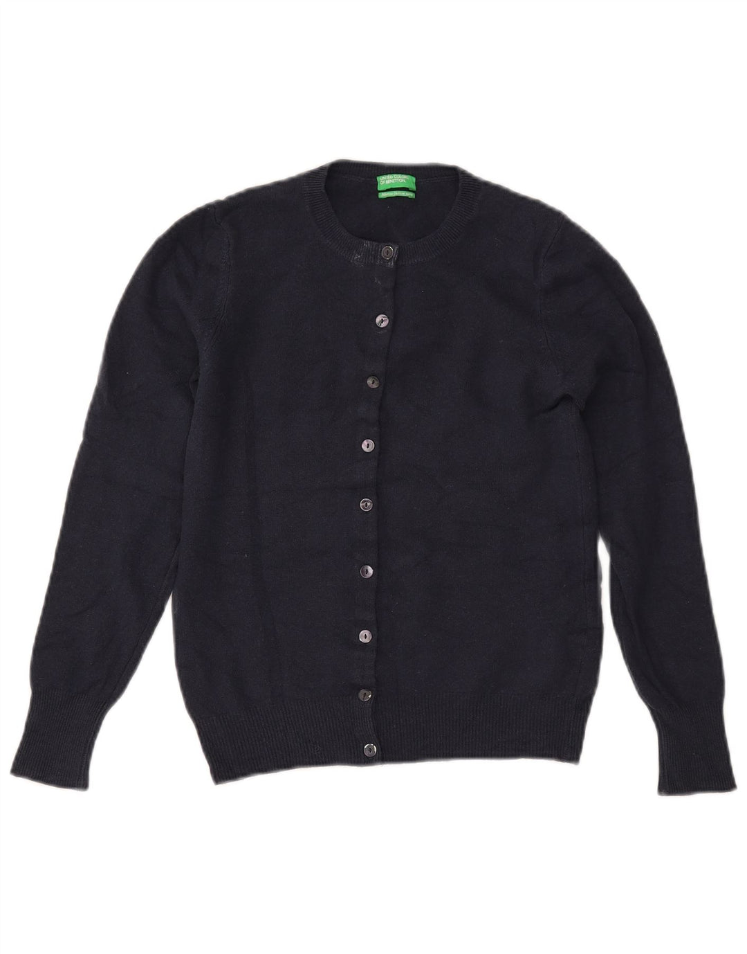 BENETTON Γυναικεία ζακέτα Crop UK 6 XS Navy Blue Merino Wool