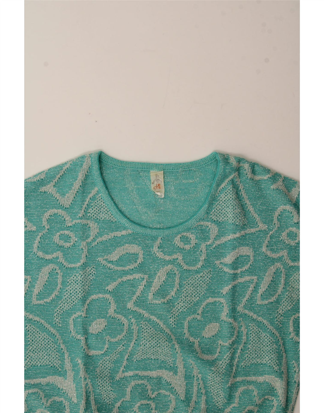 Γυναικείο πουλόβερ με λαιμόκοψη VINTAGE IT 42 Medium Blue Floral