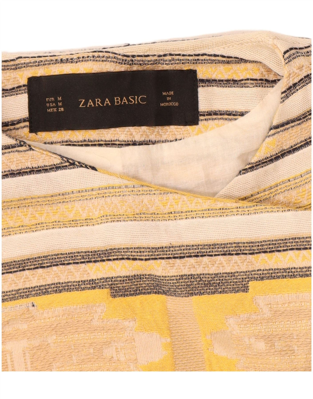 Zara Mens Crop Open Blazer Jacket UK 12 Βαμβακερό μεσαίο κίτρινο ριγέ