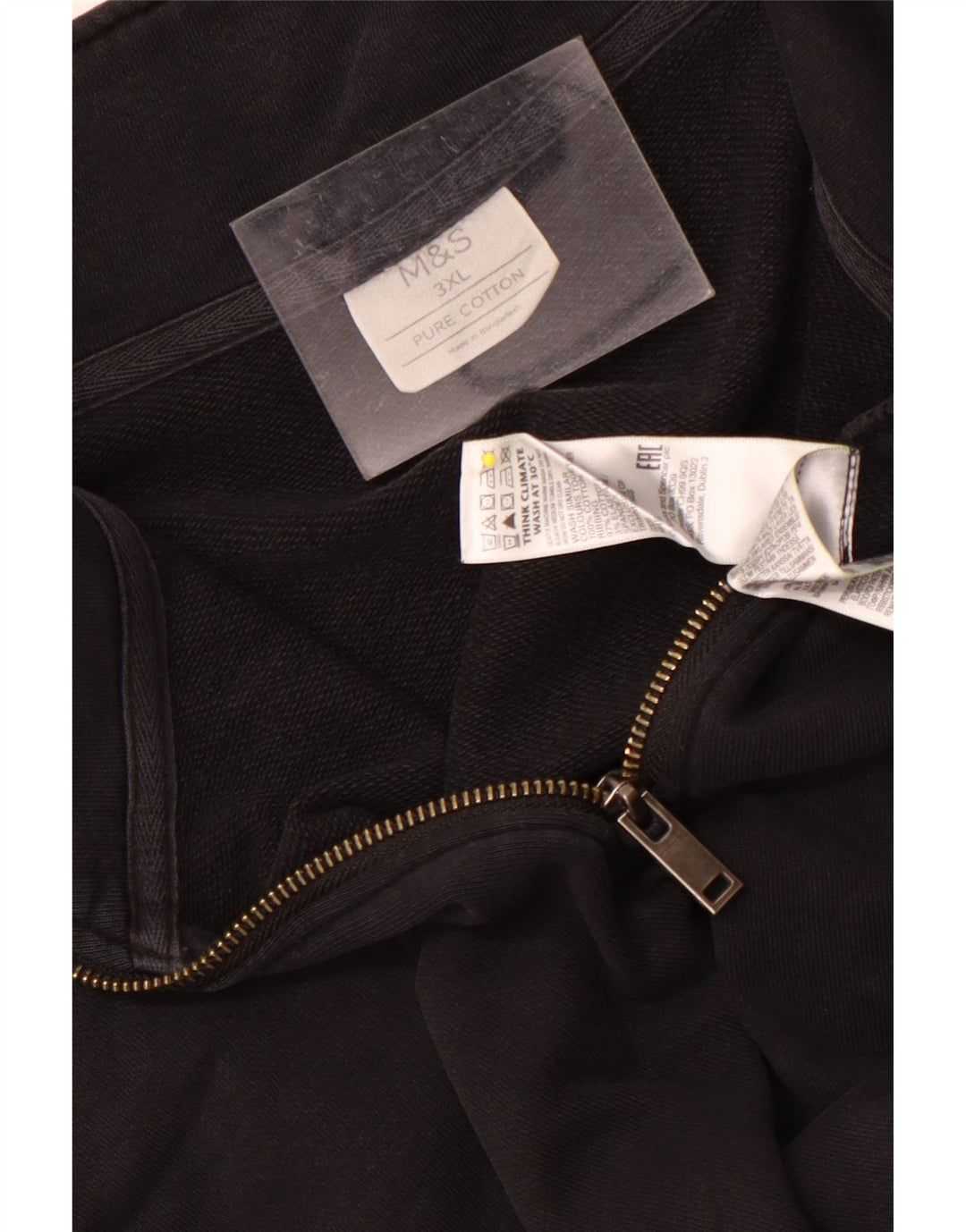 Marks & Spencer Ανδρικό φούτερ με φερμουάρ Jumper 3XL Μαύρο βαμβακερό