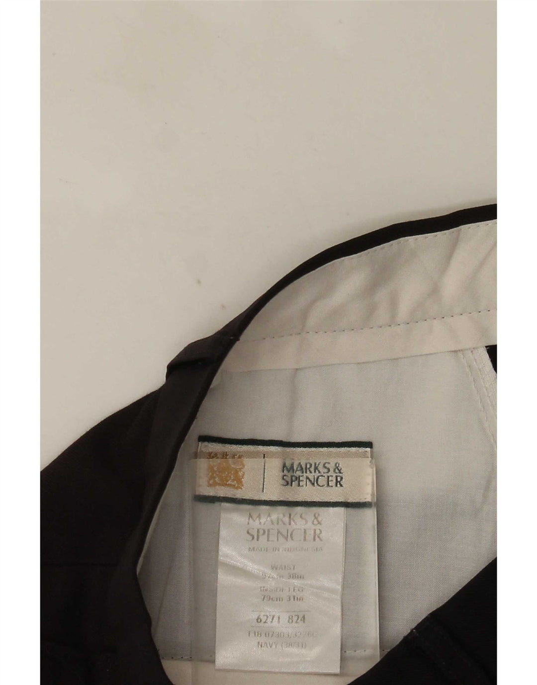 Marks & Spencer Ανδρικό παντελόνι με καρφίτσα W38 L31 Navy Blue Polyester