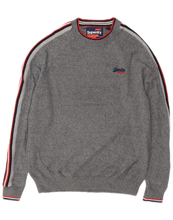 Γυναικείο πουλόβερ SUPERDRY Crew Neck Jumper UK 16 μεγάλο γκρι βαμβακερό