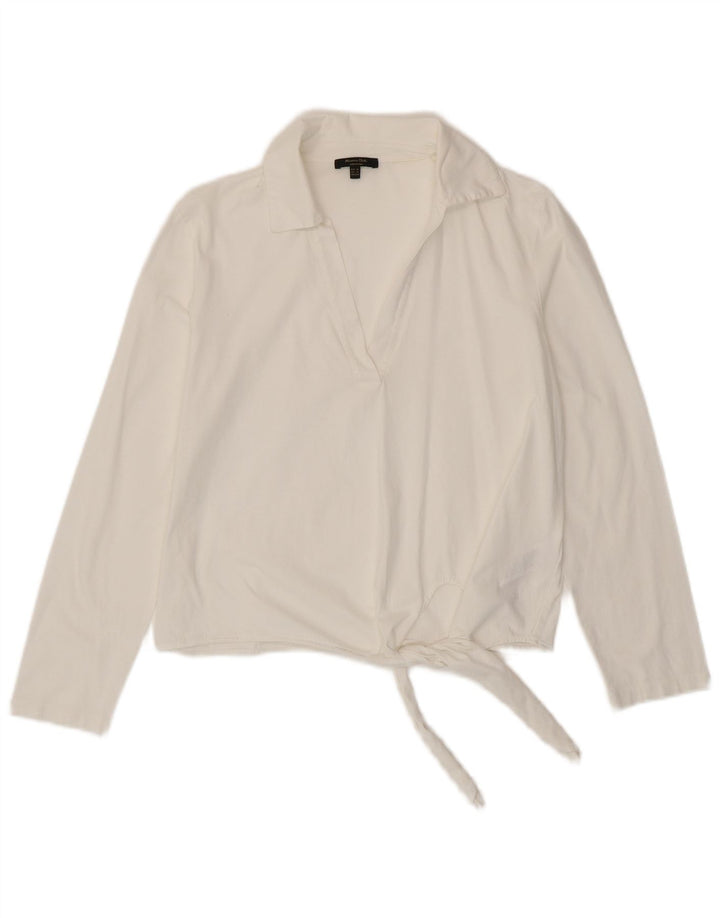 MASSIMO DUTTI Γυναικείο πουλόβερ Μπλούζα UK 6 XS Λευκό βαμβακερό