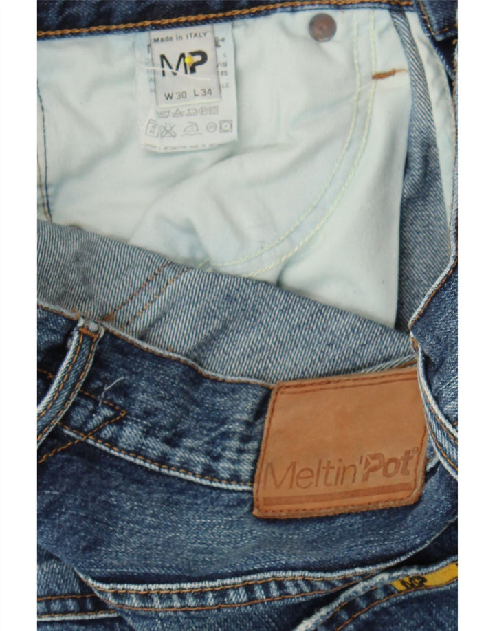 MELTIN' POT Mens Straight Jeans W30 L26 Blue Cotton Vintage Meltin' Pot and Second-Hand Meltin' Pot from Messina Hembry 