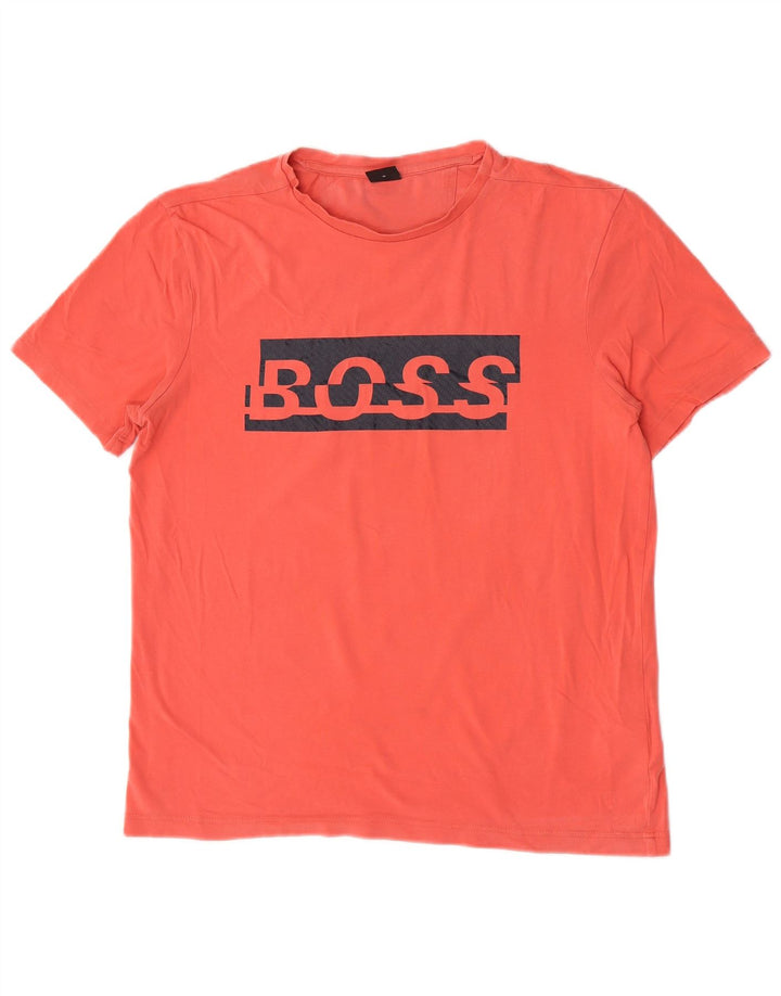 Ανδρικό γραφικό T-Shirt Hugo Boss Τοπ μεσαίο ροζ βαμβακερό