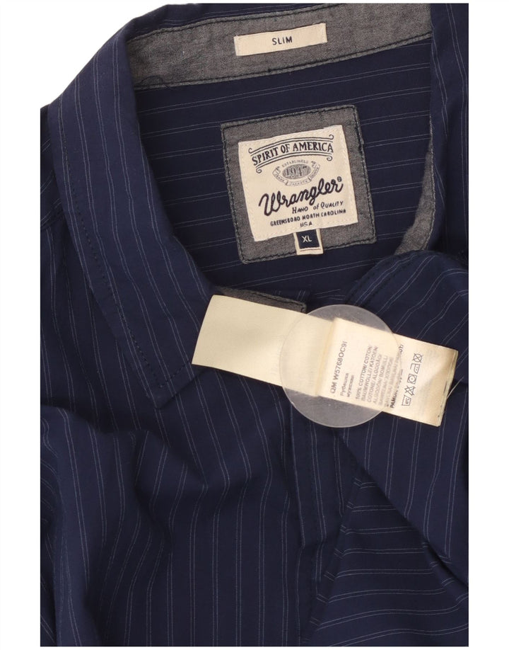 Ανδρικό πουκάμισο Wrangler Slim XL Navy Blue ριγέ βαμβακερό